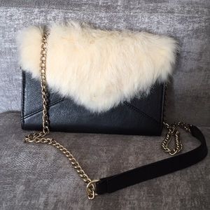 Rebecca minkoff rabbit fur clutch with chain